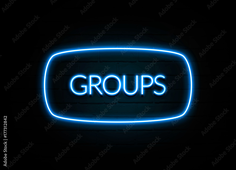 Groups - colorful Neon Sign on brickwall Groups - colorful Neon Sign on brickwall
