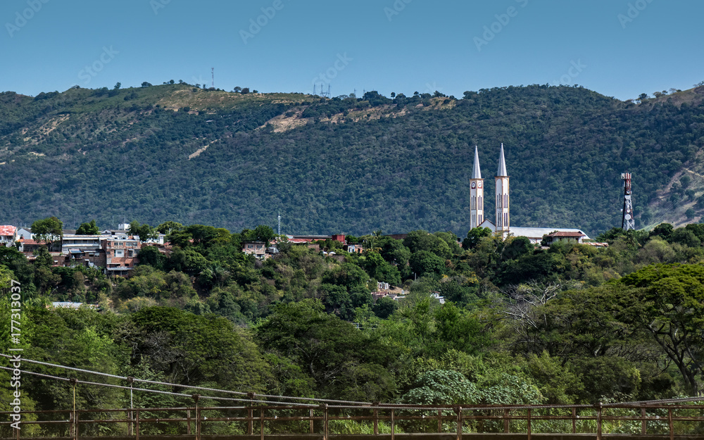 Obraz premium Distant view of the Tocaima church