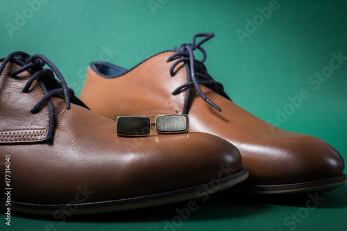 mens fashion shoes with cuff over green
