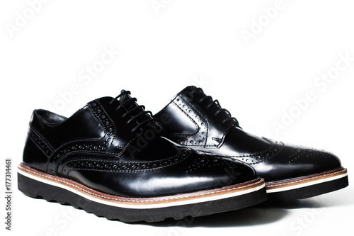 black male shoes in white background