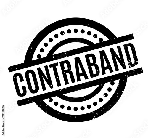 Contraband rubber stamp. Grunge design with dust scratches. Effects can be easily removed for a clean, crisp look. Color is easily changed.