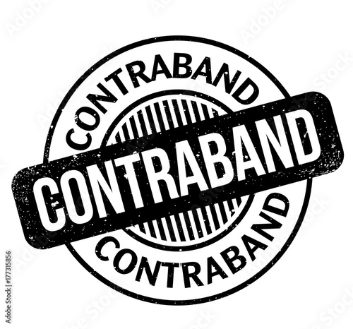 Contraband rubber stamp. Grunge design with dust scratches. Effects can be easily removed for a clean, crisp look. Color is easily changed.