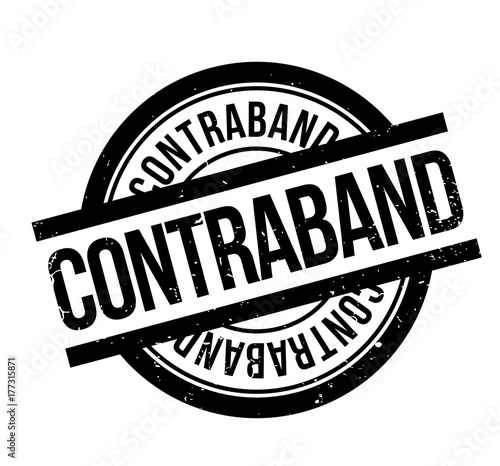 Contraband rubber stamp. Grunge design with dust scratches. Effects can be easily removed for a clean, crisp look. Color is easily changed.