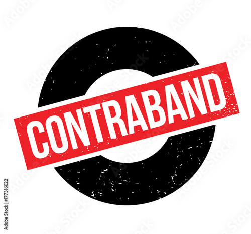 Contraband rubber stamp. Grunge design with dust scratches. Effects can be easily removed for a clean, crisp look. Color is easily changed.