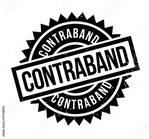 Contraband rubber stamp. Grunge design with dust scratches. Effects can be easily removed for a clean, crisp look. Color is easily changed.