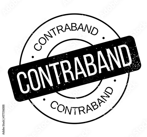 Contraband rubber stamp. Grunge design with dust scratches. Effects can be easily removed for a clean, crisp look. Color is easily changed.
