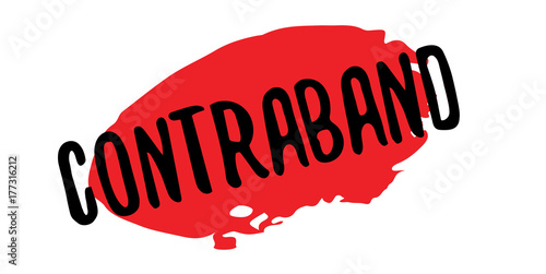 Contraband rubber stamp. Grunge design with dust scratches. Effects can be easily removed for a clean, crisp look. Color is easily changed.