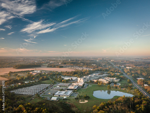 Aerial Sunrise in Princeton New Jersey