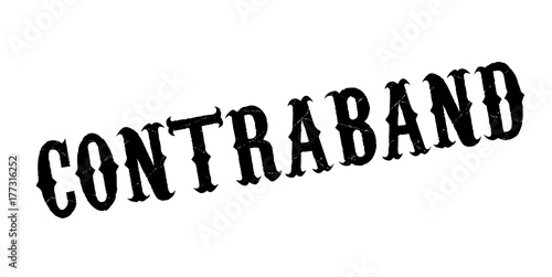 Contraband rubber stamp. Grunge design with dust scratches. Effects can be easily removed for a clean, crisp look. Color is easily changed.