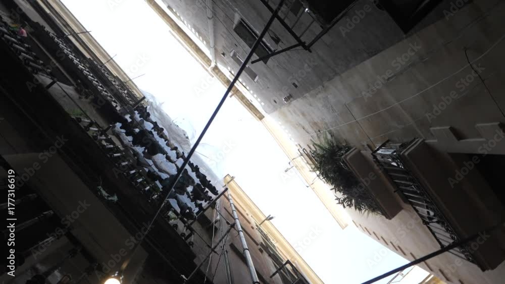 custom made wallpaper toronto digitalSteadicam shot: house with balconies in Barcelona's Gothic Quarter. Facades of old houses in the narrow streets of Barcelona. Traveling concept. Slow motion.