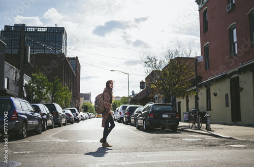 Wallpaper Mural Young woman walking in Brooklyn Torontodigital.ca