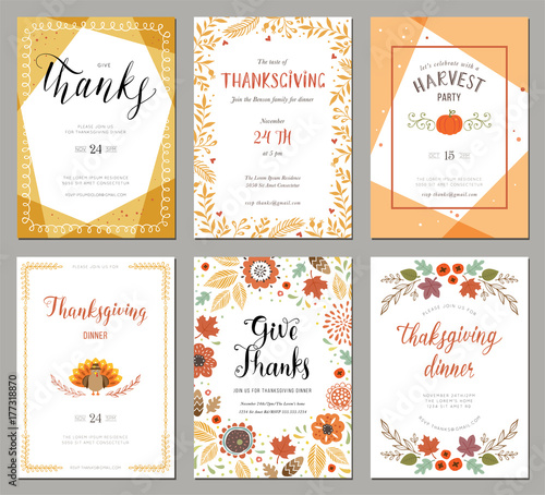 Thanksgiving greeting cards and invitations.