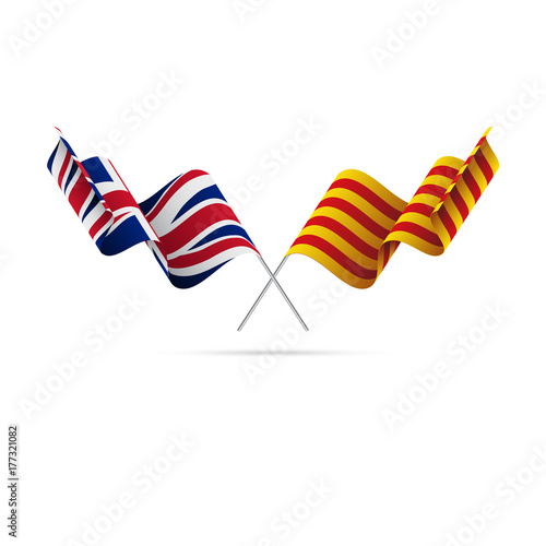 Great Britain and Catalonia flags. Vector illustration.