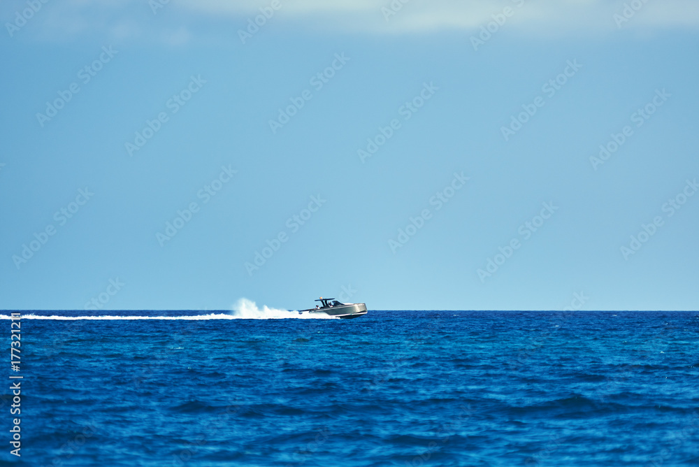 Motorboat in a sea.