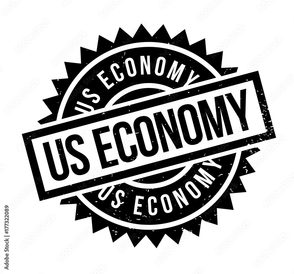 Us Economy rubber stamp. Grunge design with dust scratches. Effects can be easily removed for a clean, crisp look. Color is easily changed.