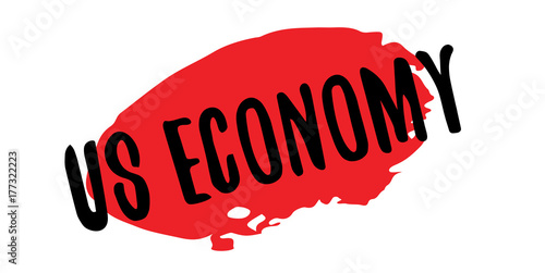 Us Economy rubber stamp. Grunge design with dust scratches. Effects can be easily removed for a clean, crisp look. Color is easily changed.