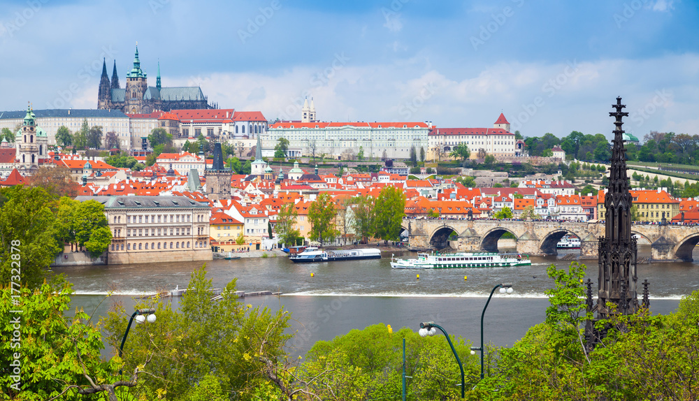 Old Prague cityscape with Charles Bridge