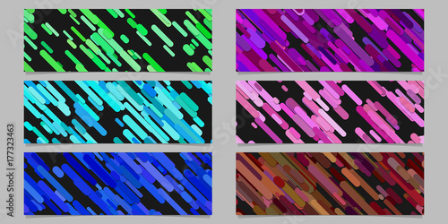 Modern random diagonal stripe pattern banner background design set - horizontal rectangle vector graphic collection