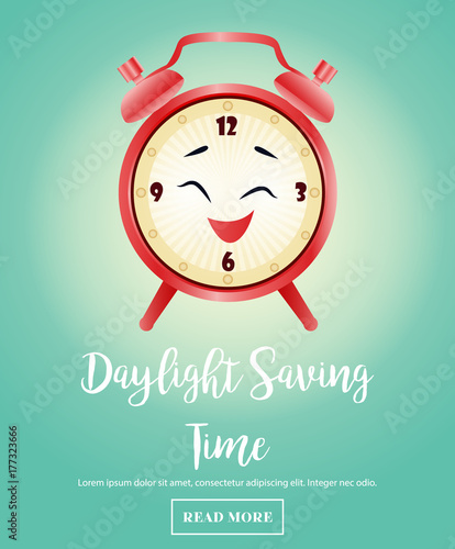 Banner for Daylight Saving Time with alarm clock