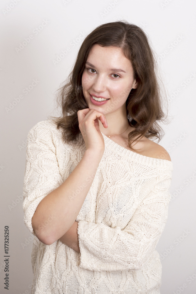 cute young woman wearing a jumper cute young woman wearing a jumper
