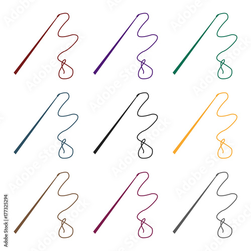 Mongolian whip.The whip is for herding cattle.Mongolia single icon in black style vector symbol stock illustration.