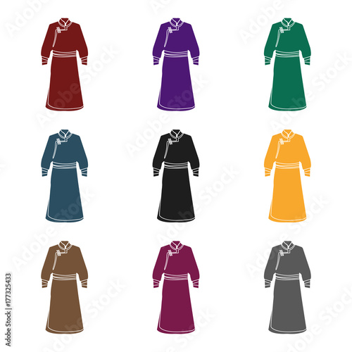 Blue Bathrobe of Mongolians.Fragment nominalnog clothes of Mongolia.Mongolia single icon in black style vector symbol stock illustration. photo