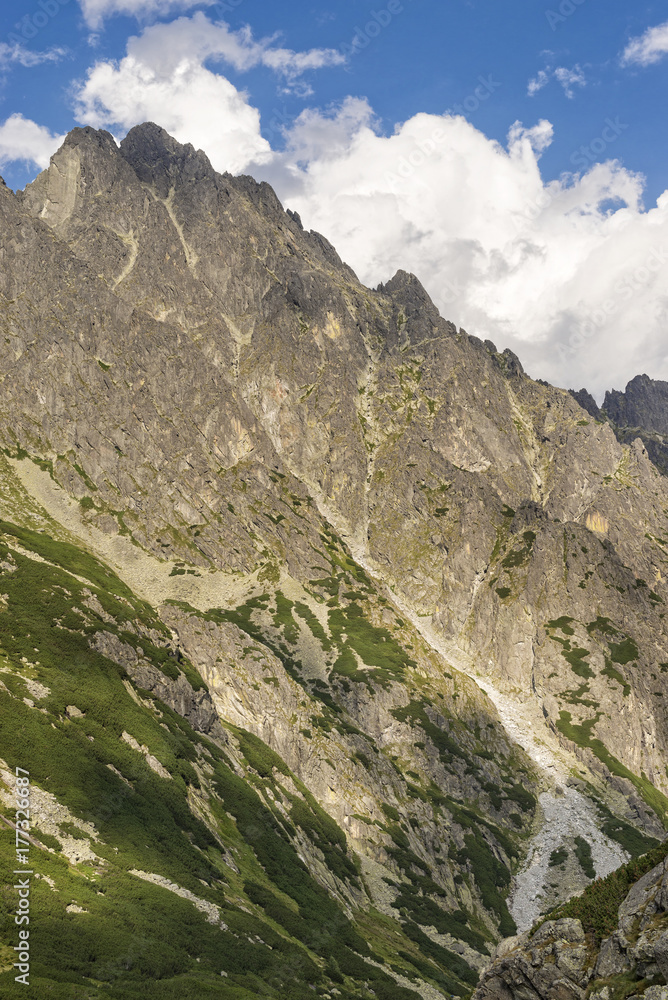 Scenic view of huge peaks in the High Tatras