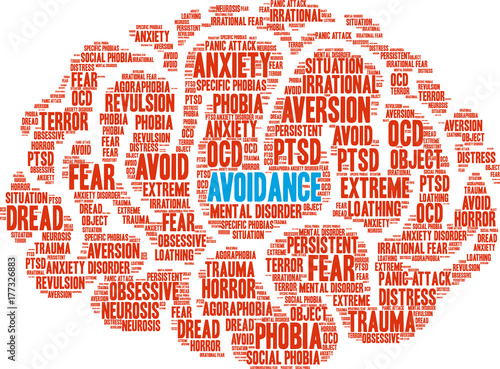 Avoidance Word Cloud on a white background. 