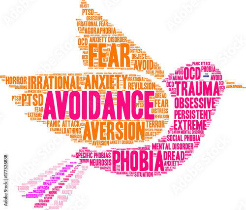 Avoidance Word Cloud on a white background. 