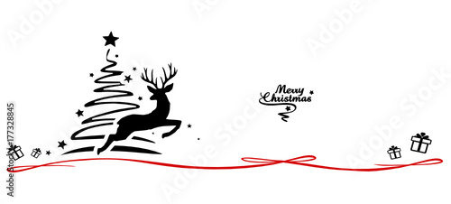 Weihnachtskarte Elch und Baum