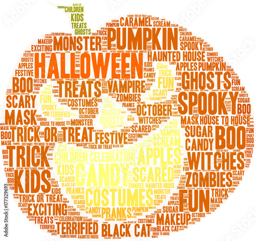 Halloween Word Cloud on a white background. 