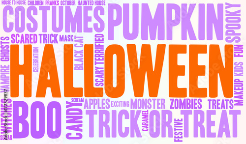 Halloween Word Cloud on a white background. 