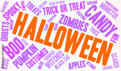 Halloween Word Cloud on a white background. 