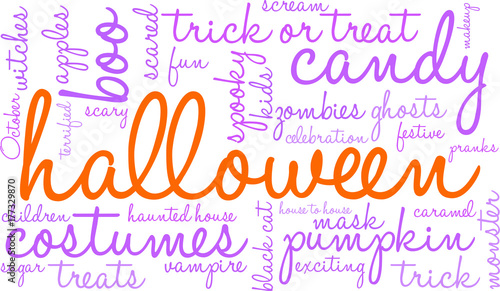 Halloween Word Cloud on a white background.