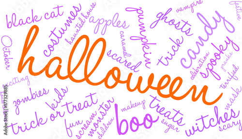 Halloween Word Cloud on a white background. 