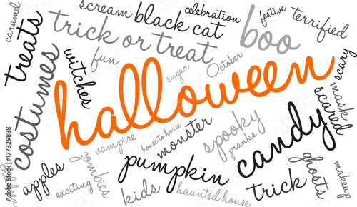Halloween Word Cloud on a white background. 