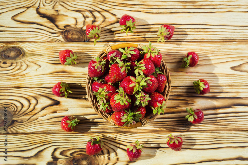 strawberries in basket, strawberry basket, strawberries on wooden table, strawberry, basket with strawberries, strawberries in natural background,fruit concept,fresh strawberry