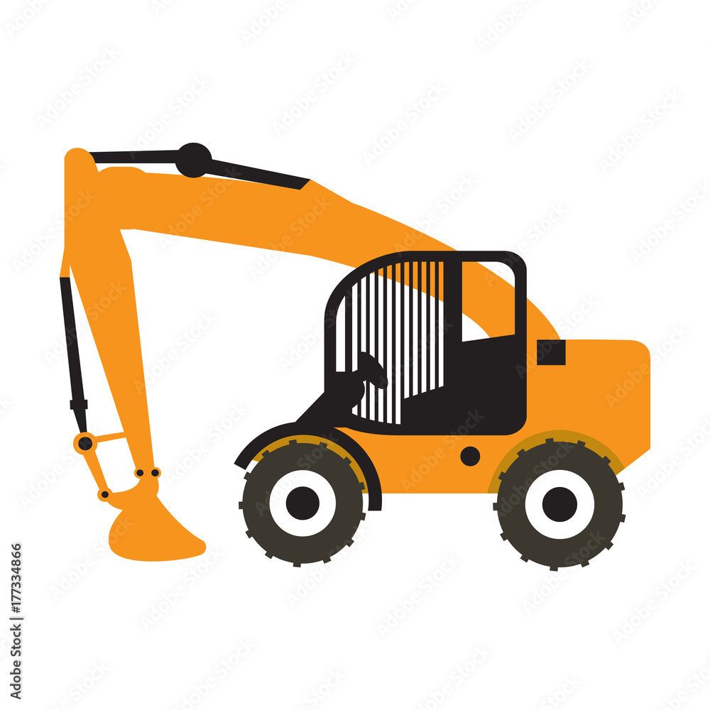 Excavator vehicle icon isolated on white background, Vector illustration