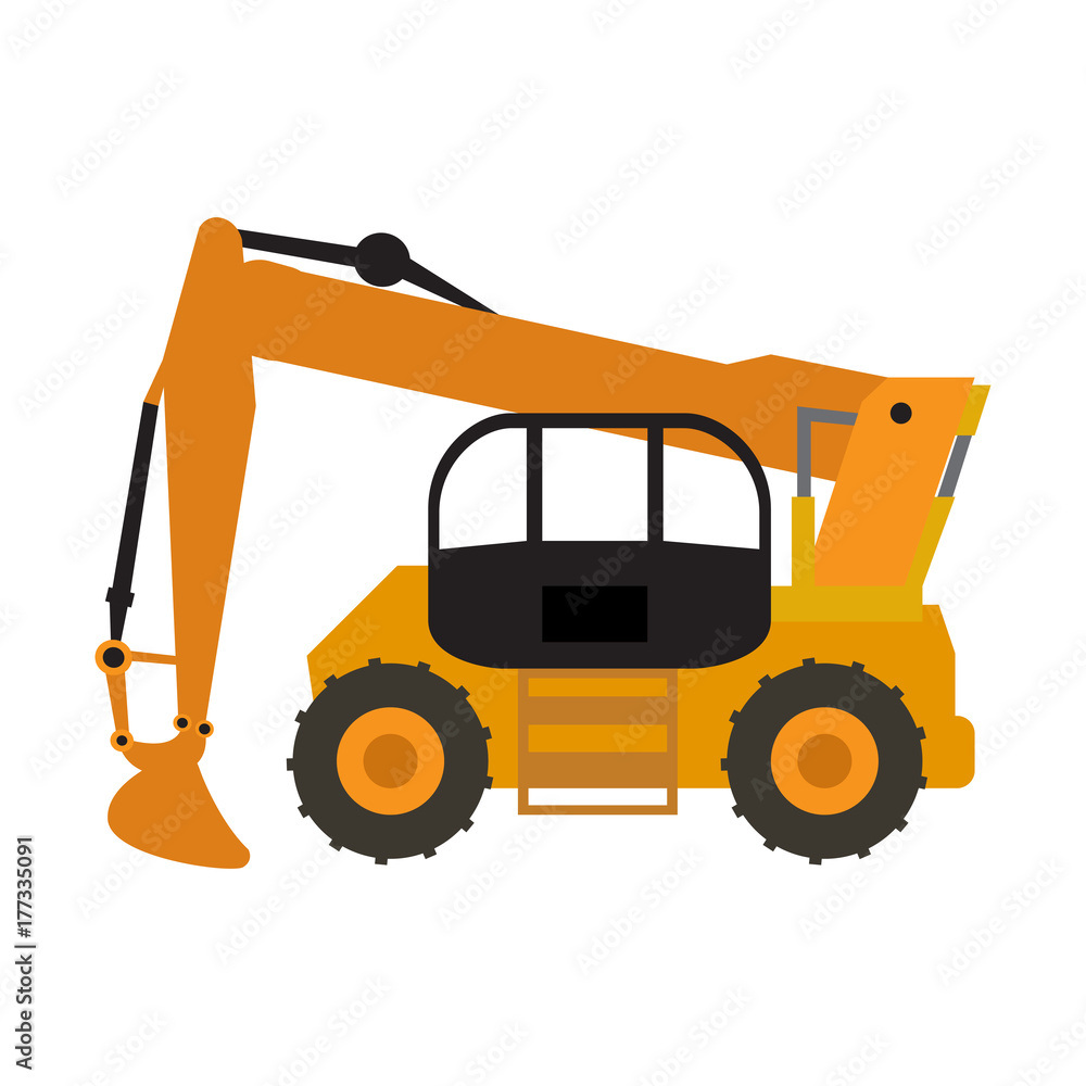 Excavator vehicle icon isolated on white background, Vector illustration Excavator vehicle icon isolated on white background, Vector illustration