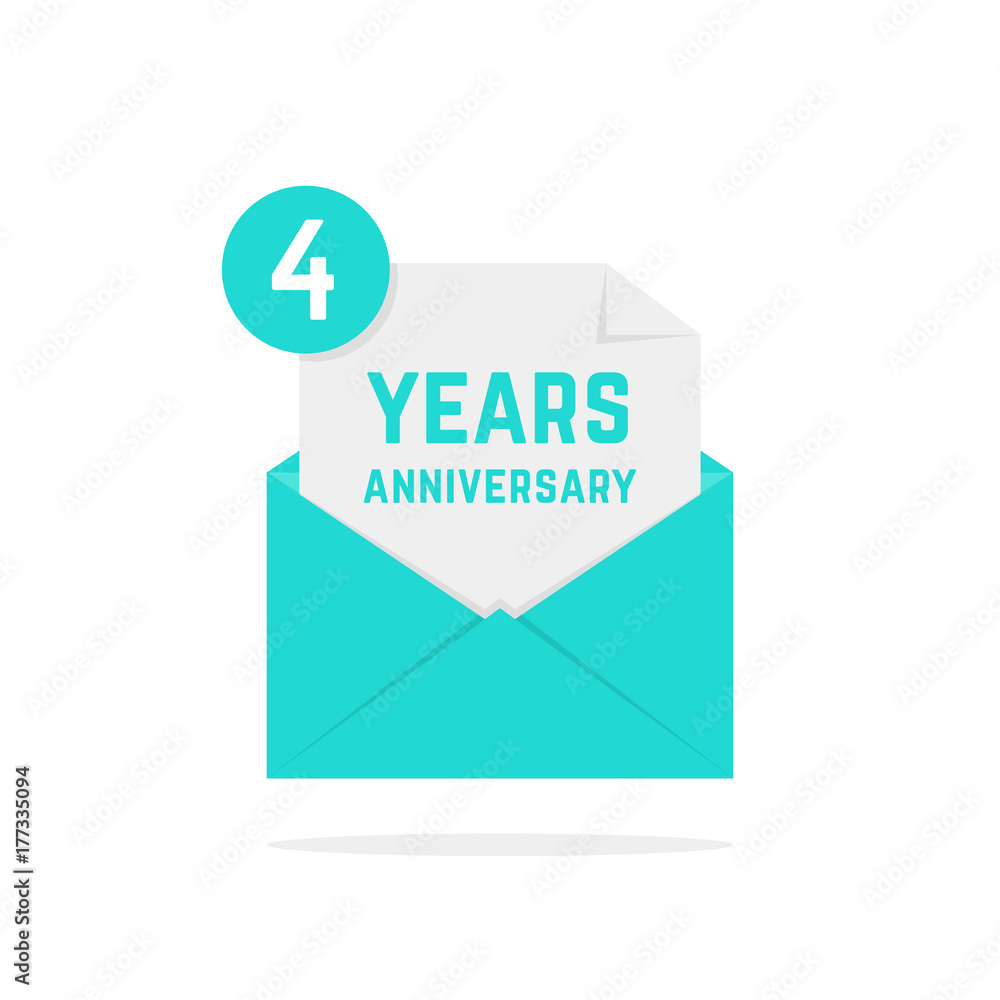 4 years anniversary icon in green letter 4 years anniversary icon in green letter