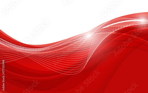 Abstract red background with wave. Vector illustration