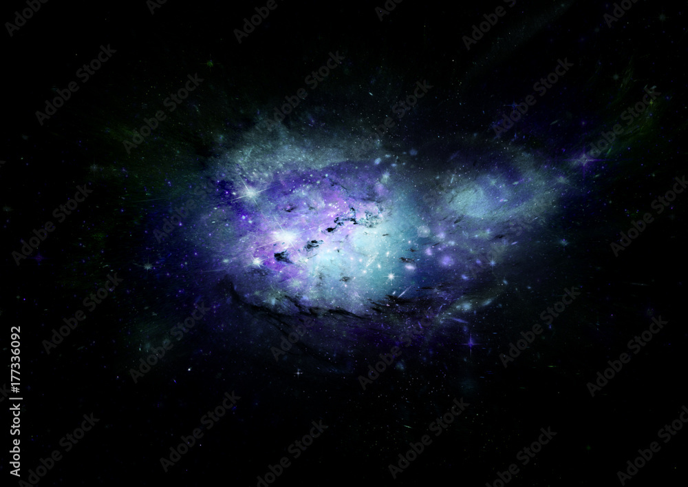 Fototapeta premium Stars, dust and gas nebula in a far galaxy