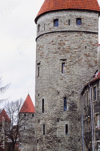 Square Tower (Tallinn) with a view of the many towers of the old town photo