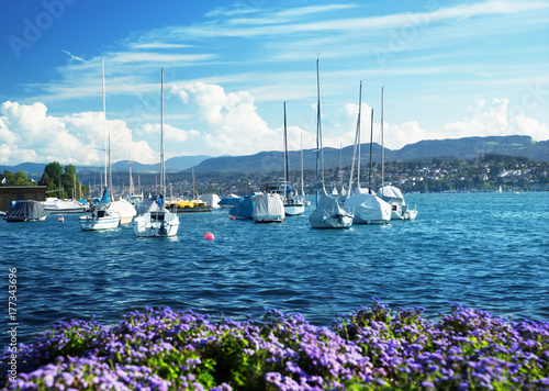 Zurich lake with yachts, Switzerland © Iakov Kalinin
