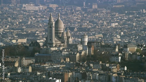  Panoramic aerial view of central Paris, with focus on Sacre Couer Basilica photo