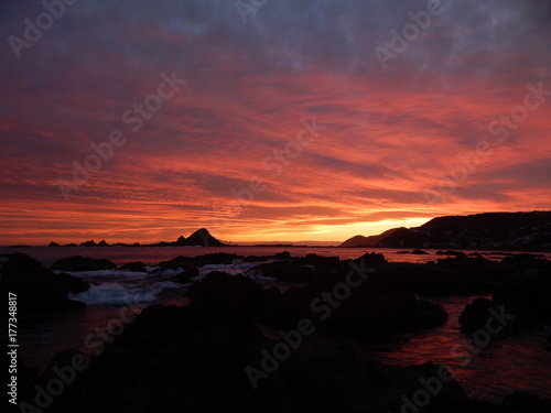 Red sky The Cook Straits NZ
