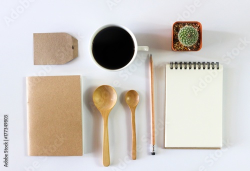 Flat lay photo of Business identity Mock Up set, Top View