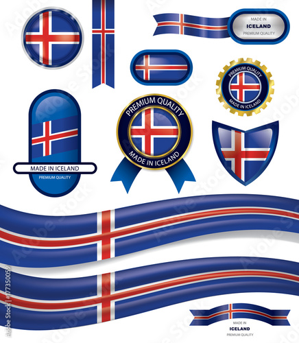 Made in Iceland Seal, Icelandic Flag (Vector Art)