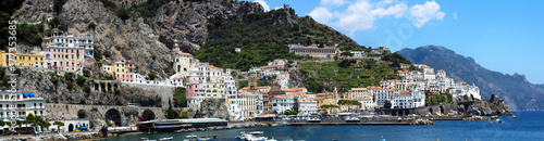 Panoramic view of Amalfi city  the most beautiful city in Amalfi coast - Italy