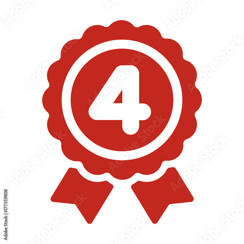 ranking medal icon illustration. 4th place.